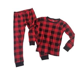 Carter's Kids Size 7/7A Buffalo Plaid Red Black 100%‎ Cotton Pajamas Fitted